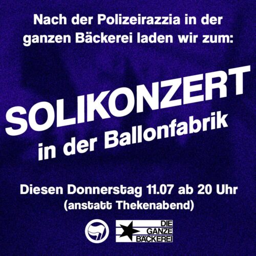 11.07.24: SOLIKONZERT für DIE GANZE BÄCKEREI